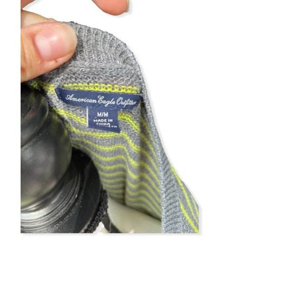 American eagle sweater medium, AE Yellow Grey sweater, Medium Zippers Side Slits - Picture 5 of 7